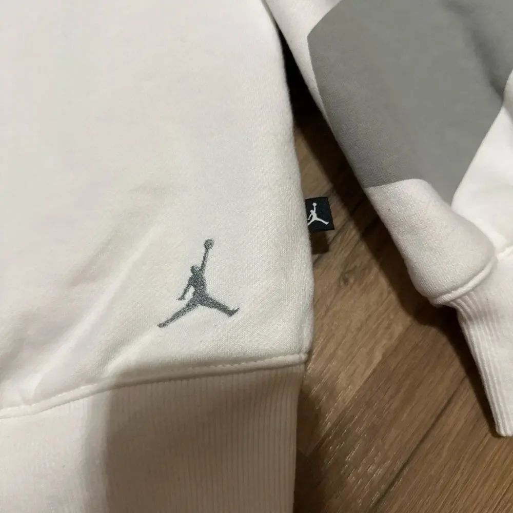 Y2K Air Jordan Zip Up Hoodie White Grey 286930-100 Vintage Sweatshirt